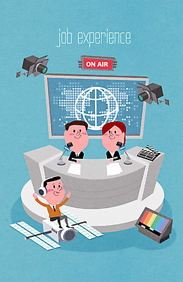 직업 여자 남자 어린이 일러스트 사람 세명 카메라 인공위성 체험학습 체험 놀이터 클래퍼보드 아나운서 마이크 방송 어린이만 국내일러스트 AI파일 음향기기 컨셉 통신 놀이 전자제품 파일형식 벡터