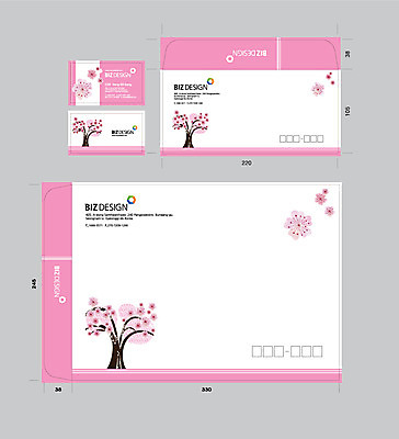 나무 식물 템플릿 꽃 분홍색 컬러 명함 명함템플릿 봉투 서류봉투 편지봉투 사람없음 세트 패키지 봉투템플릿 우편봉투 비즈디자인 이미지템플릿 AI파일 편지 우편물 파일형식 벡터