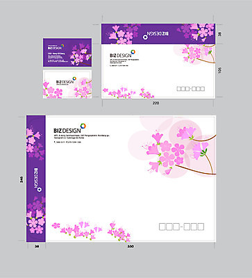 식물 템플릿 꽃 컬러 명함 명함템플릿 봉투 서류봉투 편지봉투 사람없음 세트 보라색 패키지 봉투템플릿 우편봉투 비즈디자인 이미지템플릿 AI파일 편지 우편물 파일형식 벡터