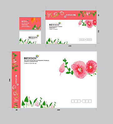식물 템플릿 꽃 분홍색 컬러 잎 명함 명함템플릿 봉투 서류봉투 편지봉투 사람없음 세트 패키지 봉투템플릿 우편봉투 비즈디자인 이미지템플릿 AI파일 편지 우편물 파일형식 벡터