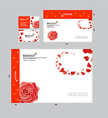 식물 템플릿 꽃 컬러 명함 명함템플릿 봉투 서류봉투 편지봉투 사람없음 빨간색 세트 장미 패키지 봉투템플릿 우편봉투 비즈디자인 이미지템플릿 AI파일 편지 우편물 파일형식 벡터