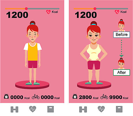 여자 다이어트 일러스트 건강 저울 사람 여러명 성인 운동 자전거 칼로리 전후 성인여자만 국내일러스트 AI파일 다수 바이크 비교 여자만 성인만 파일형식 벡터