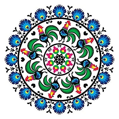 EPS 해외이미지 전통 꽃 패턴 일러스트 사람없음 컬러풀 화려 폴란드 해외202004 해외일러스트 식물 유럽 컬러 컨셉 무늬 파일형식 벡터 이미지허브