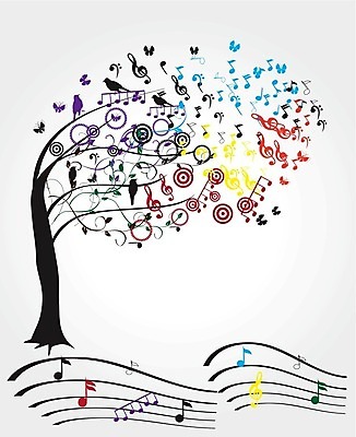 EPS 해외이미지 나무 음표 일러스트 조류 추상 사람없음 컬러풀 해외202004 해외일러스트 식물 동물 기호 음악 컬러 무늬 파일형식 벡터 이미지허브