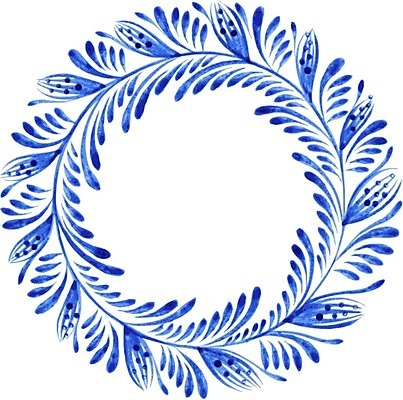 EPS 해외이미지 디자인 꽃 백그라운드 잎 일러스트 수채화 프레임 미술 사람없음 파란색 원형 해외202004 해외일러스트 도형 식물 컬러 문화예술 파일형식 벡터 이미지허브