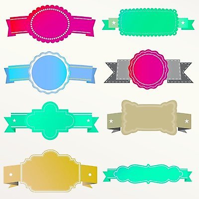 EPS 해외이미지 리본 스티커 일러스트 사람없음 세트 라벨 공백 해외202004 해외일러스트 프레임 파일형식 벡터 이미지허브