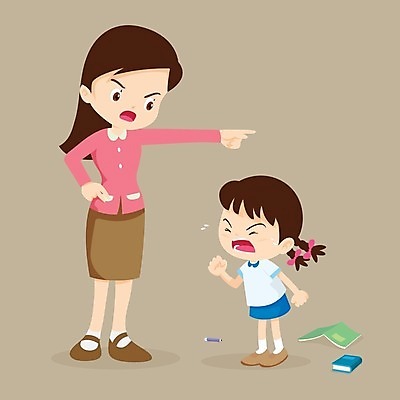 EPS 해외이미지 학생 여자 교육 어린이 일러스트 학교 대화 소녀 성인 두명 교사 분노 울음 여자만 해외202004 해외일러스트 직업 감정 표정 말하기 사람 파일형식 벡터 이미지허브