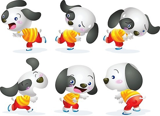 EPS 해외이미지 캐릭터 티셔츠 일러스트 모션 서기 미소 웃음 사람없음 빨간색 달리기 노란색 회색 개 무서움 땀 개캐릭터 해외202004 해외일러스트 일러캐릭터 감정 컬러 동물캐릭터 셔츠 포유류 표정 파일형식 벡터 이미지허브