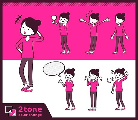 EPS 해외이미지 전신 여자 분홍색 말풍선 일러스트 엄마 팔벌리기 말하기 서기 여러명 성인 세트 걷기 하트 울음 눈물 힘듦 성인여자만 해외202004 해외일러스트 모양 감정 컬러 다수 컨셉 가족 모션 표정 사람 여자만 성인만 파일형식 벡터 이미지허브