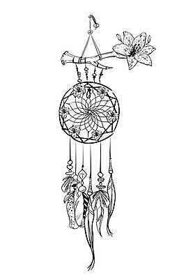 EPS 해외이미지 전통 꽃 일러스트 사람없음 장식 꿈 구슬 깃털 부적 드림캐쳐 해외202004 해외일러스트 식물 파일형식 벡터 이미지허브