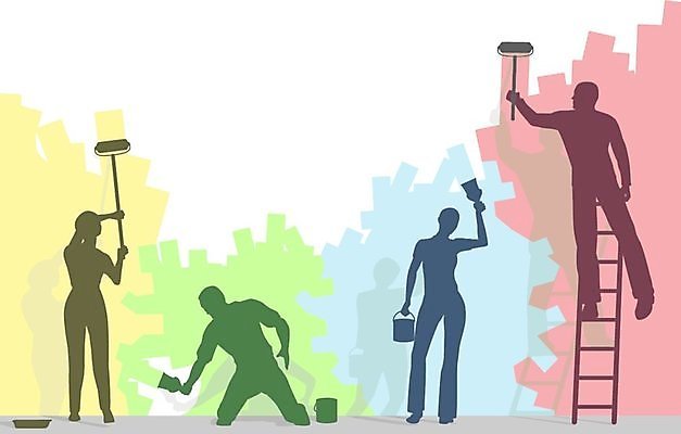 EPS 해외이미지 실루엣 벽 일러스트 사람 성인 내부 그래픽 장식 컬러풀 페인트 공백 작업 그림 윤곽 DIY 카피스페이스 해외202004 해외일러스트 컬러 촬영기법 취미 파일형식 벡터 이미지허브