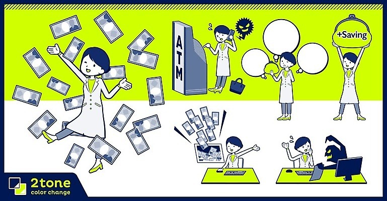 EPS 해외이미지 전신 여자 말풍선 일러스트 프레임 여러명 성인 세트 노란색 의사 약사 성인여자만 카피스페이스 해외202004 해외일러스트 컬러 다수 사람 공백 의료진 여자만 성인만 파일형식 벡터 이미지허브