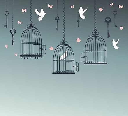 EPS 해외이미지 실루엣 일러스트 조류 열쇠 매달리기 사람없음 새장 해외일러스트 동물 모션 촬영기법 케이지 파일형식 벡터 이미지허브