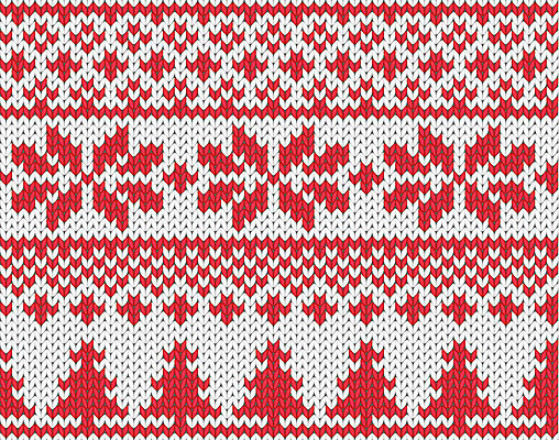 EPS 해외이미지 디자인 겨울 패턴 일러스트 눈꽃 사람없음 빨간색 크리스마스트리 뜨개질 해외202004 해외일러스트 계절 컬러 크리스마스 무늬 눈_날씨 취미 파일형식 벡터 이미지허브