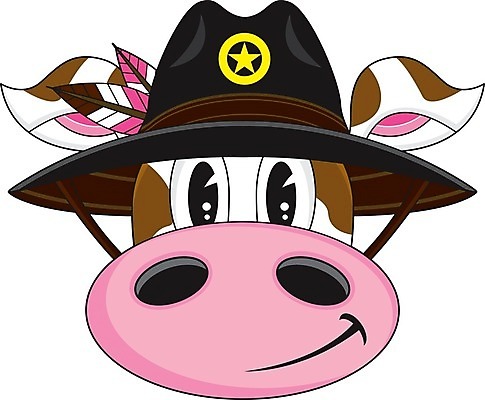 EPS 해외이미지 동물 얼굴 일러스트 머리 가축 소 카우보이 보안관 만화 카우보이모자 서쪽 해외202004 해외일러스트 직업 모자_잡화 포유류 신체부위 방향 파일형식 벡터 이미지허브