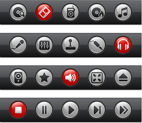 EPS 해외이미지 음악 음표 일러스트 사람없음 세트 헤드폰 CD 정지 볼륨 MP3 크기 필름 마이크 재생 일시정지 빨리감기 되감기 음소거 인터페이스 제어 즐겨찾기 찾기 플레이 플레이어 중지_중단 해외일러스트 기호 음향기기 모션 문화예술 전자제품 파일형식 벡터 이미지허브