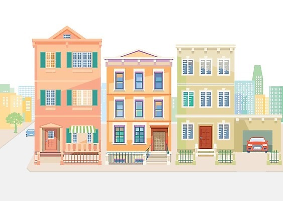 EPS 해외이미지 도로 일러스트 건축양식 자동차 거리 주택 종류 그래픽 고층빌딩 도시 빌라 타운 연립주택 주민 차고 해외202004 해외일러스트 건축 길 육상교통 교통시설 빌딩 건물 파일형식 벡터 이미지허브