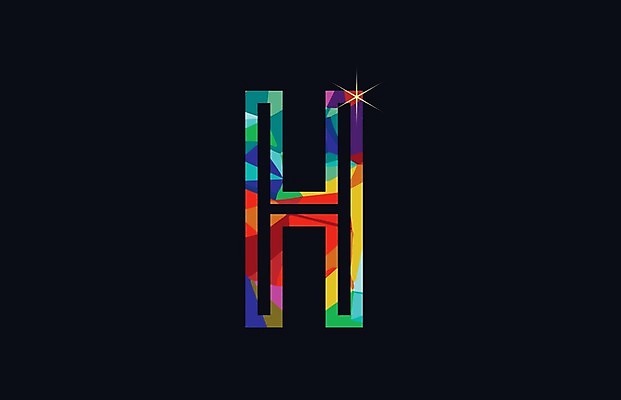 EPS 해외이미지 모양 템플릿 디자인 알파벳 분홍색 백그라운드 무지개 일러스트 회사 비즈니스 빨간색 파란색 편지 심볼 신분 H 엘리먼트 활자 해외202004 해외일러스트 자연요소 영어 컬러 활자판 파일형식 벡터 이미지허브