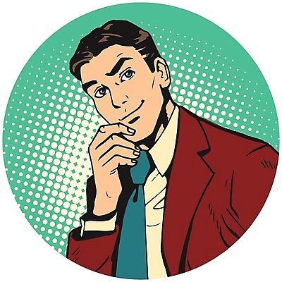 EPS 해외이미지 남자 일러스트 한명 정장 성인 턱괴기 올려보기 비즈니스맨 복고 팝아트 카툰스타일 성인남자한명만 해외202004 하프톤 해외일러스트 1 옷 컬러 비즈니스 모션 사람 직장인 그림 남자한명만 성인남자만 파일형식 벡터 이미지허브