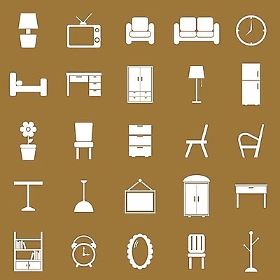 EPS 해외이미지 꽃 시계 가구 액자 생각 의자 일러스트 탁자 선반 주택 건물 장식 소파 픽토그램 텔레비전 침실 방 침대 장롱 심볼 공포 해외202004 해외일러스트 식물 건축물 생활용품 전자제품 파일형식 벡터 이미지허브