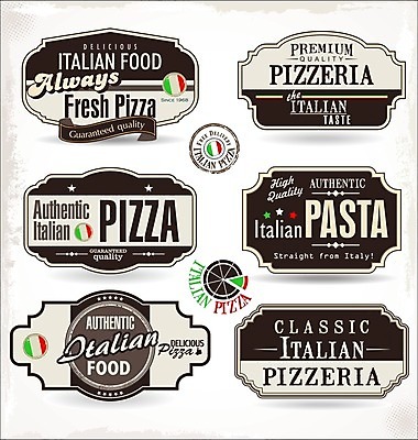 EPS 해외이미지 클립아트 디자인 컨셉 일러스트 프레임 피자 파스타 사람없음 라벨 이탈리아음식 피자집 해외202004 해외일러스트 패스트푸드 서양음식 상점 파일형식 벡터 이미지허브