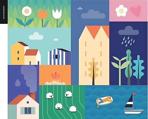 EPS 해외이미지 나무 구름 계절 포스터 호수 파도 바다 여행 밭 농업 일러스트 휴가 사람없음 농장 소풍 마을 계곡 캠핑 시골 양 숲 엽서 해외202004 해외일러스트 자연요소 식물 산업 포유류 레저 야외활동 편지 파일형식 벡터 이미지허브