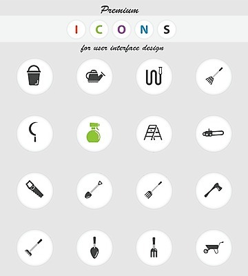 EPS 해외이미지 일러스트 물 정원 수레 도구 빨래 삽 양동이 분무기 낫 전기톱 해외202004 해외일러스트 자연요소 가사 카트 톱 파일형식 벡터 이미지허브