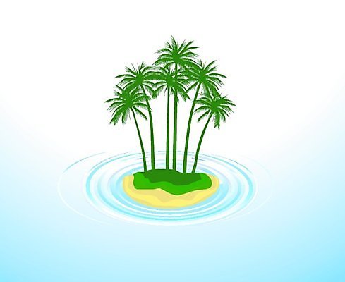 EPS 해외이미지 섬 여행 일러스트 휴가 손바닥 여름 태양 오아시스 파라다이스 해외202004 해외일러스트 자연요소 손 계절 파일형식 벡터 이미지허브