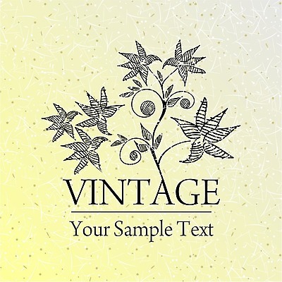 EPS 해외이미지 꽃 백그라운드 잎 라인일러스트 일러스트 타이포그라피 사람없음 노란색 빈티지 잎줄기 해외202004 해외일러스트 식물 문자 줄기 컬러 컨셉 파일형식 벡터 이미지허브
