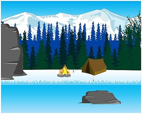 EPS 해외이미지 호수 겨울 일러스트 텐트 사람없음 강 장작 모닥불 생태계 서리 침엽수 해외202004 해외일러스트 나무 계절 불 캠핑도구 파일형식 벡터 이미지허브