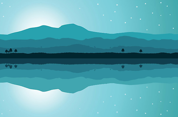 EPS 해외이미지 나무 호수 일러스트 산 오리 풍경 물 반사 일출 침묵 황혼 일몰 언덕 해외202004 해외일러스트 자연요소 식물 조류 노을 소리 파일형식 벡터 이미지허브