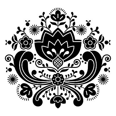 EPS 해외이미지 전통 꽃 패턴 일러스트 흑백 사람없음 화려 폴란드 해외202004 해외일러스트 식물 유럽 컨셉 무늬 촬영기법 파일형식 벡터 이미지허브