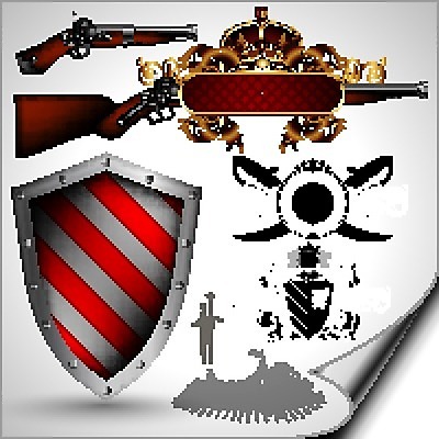 EPS 해외이미지 모양 디자인 리본 무기 백그라운드 곡선 일러스트 추상 왕관 미술 장식 세트 라벨 검은색 힘 총 화려 중세 칼 복고 방패 해외202004 해외일러스트 선 컬러 컨셉 무늬 문화예술 프레임 역사 파일형식 벡터 이미지허브