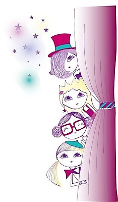 EPS 해외이미지 여자 행복 신발 일러스트 미소 소녀 친구 유행 공연 무대 커튼 서커스 극장 해외202004 해외일러스트 감정 어린이 관계 표정 사람 이벤트 파일형식 벡터 이미지허브