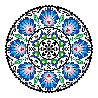 EPS 해외이미지 전통 꽃 패턴 일러스트 사람없음 컬러풀 화려 폴란드 해외202004 해외일러스트 식물 유럽 컬러 컨셉 무늬 파일형식 벡터 이미지허브