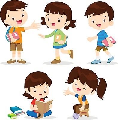 EPS 해외이미지 학생 여자 교육 남자 어린이 일러스트 학교 소녀 소년 여러명 책 독서 어린이만 해외202004 해외일러스트 다수 사람 파일형식 벡터 이미지허브