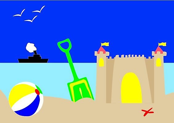 EPS 해외이미지 모래 바다 일러스트 공 여름 보트 해외202004 해외일러스트 계절 배_교통 파일형식 벡터 이미지허브