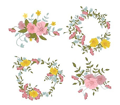 EPS 해외이미지 꽃 백그라운드 잎 꽃무늬 패턴 일러스트 수채화 사람없음 빨간색 파란색 컬러풀 장미 노란색 해외202004 해외일러스트 식물 컬러 무늬 파일형식 벡터 이미지허브