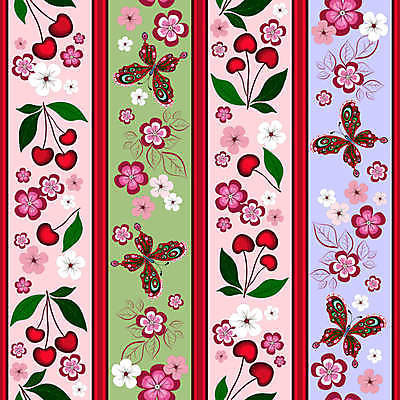 EPS 해외이미지 디자인 열매 꽃 선 분홍색 조각 나비 백그라운드 잎 꽃무늬 패턴 일러스트 벽지 그래픽 장식 빨간색 초록색 파란색 갈색 줄무늬 흰색 나뭇가지 원형 그리기 체리 균열 목각 강렬 건너기 해외202004 해외일러스트 도형 나무 식물 컬러 곤충 무늬 과일 모션 파일형식 벡터 이미지허브