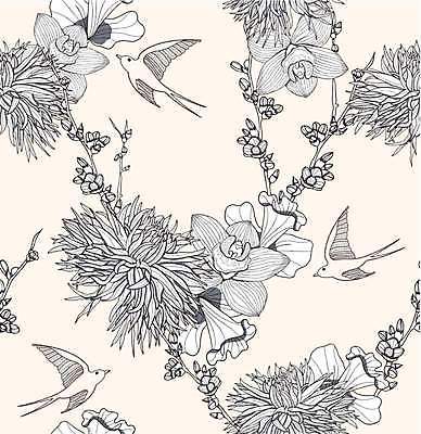 EPS 해외이미지 디자인 꽃잎 꽃 백그라운드 꽃무늬 패턴 곡선 일러스트 벽지 조류 미술 그래픽 장식 여름 봄 수확 벚꽃 직물 화려 체리 난초 우아함 인쇄 달리아 타일 그림 질감 복고 윤곽 공상 제비 엘리먼트 작약 스타일 해외202004 해외일러스트 식물 동물 계절 선 컨셉 무늬 농업 과일 문화예술 파일형식 벡터 이미지허브