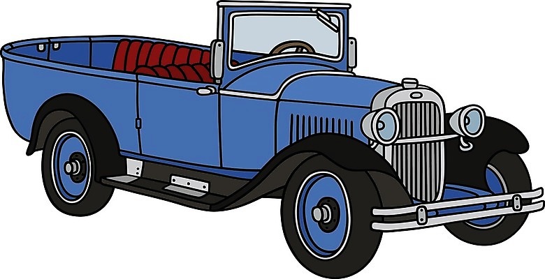 EPS 해외이미지 일러스트 자동차 사람없음 파란색 빈티지 오픈 클래식 오픈카 복고 클래식카 해외202004 해외일러스트 육상교통 컬러 컨셉 승용차 파일형식 벡터 이미지허브