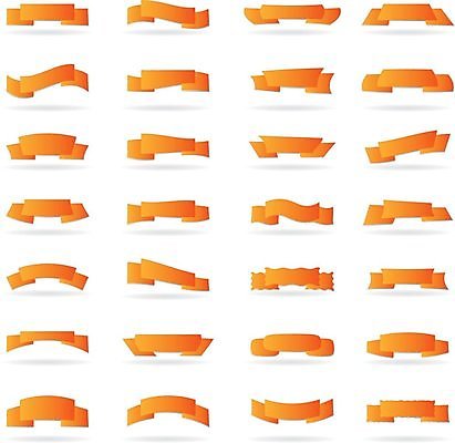 EPS 해외이미지 리본 스티커 일러스트 사람없음 세트 라벨 주황색 공백 해외202004 해외일러스트 컬러 프레임 파일형식 벡터 이미지허브