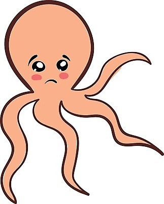 EPS 해외이미지 오렌지 일러스트 슬픔 표현 그림 문어 촉수 해외202004 해외일러스트 감정 과일 연체동물 수중동물 파일형식 벡터 이미지허브