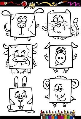 EPS 해외이미지 클립아트 동물 캐릭터 행복 일러스트 뿔 그래픽 책 반려동물 세트 농장 검은색 고양이 흰색 토끼 양 돼지 소 개 강아지 만화 수집 그림 정사각형 코믹 페이지 젖 송곳니 양모 램 마스코트 색칠공부 해외202004 해외일러스트 일러캐릭터 도형 감정 컬러 농업 포유류 학습 직물 색칠 치아 파일형식 벡터 이미지허브