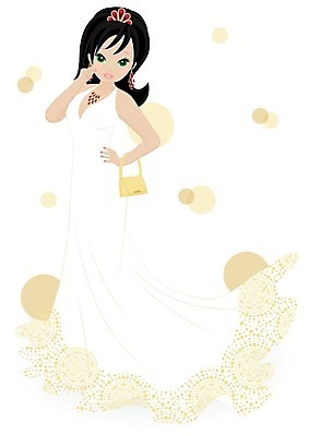 EPS 해외이미지 모델 헤어스타일 드레스 결혼 일러스트 왕관 갈색머리 사랑 유행 흰색 황금 고급 만화 해외202004 해외일러스트 옷 감정 컬러 컨셉 이벤트 파일형식 벡터 이미지허브