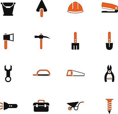 EPS 해외이미지 오렌지 일러스트 상자 카트 도구 나사 램프 스패너 선택 헬멧 스테이플러 모종삽 삽 양동이 심볼 도끼 해외202004 해외일러스트 컨셉 과일 조명 사무용품 공구 보호장비 파일형식 벡터 이미지허브