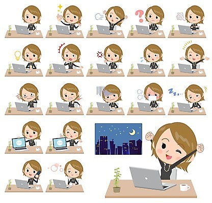 EPS 해외이미지 캐릭터 여자 대학생 일러스트 미소 노트북 컴퓨터 치마 유행 업무 발표 해결 단절 해외202004 해외일러스트 일러캐릭터 학생 하의 표정 사람 전자제품 작업 파일형식 벡터 이미지허브