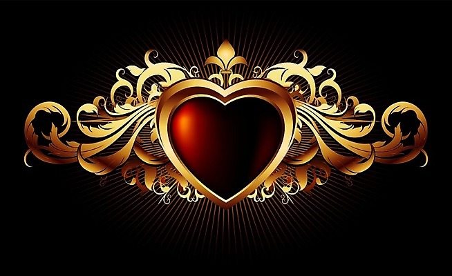 EPS 해외이미지 모양 디자인 백그라운드 컨셉 꽃무늬 일러스트 추상 발렌타인데이 사랑 장식 하트 화려 황금 복고 스타일 해외202004 해외일러스트 꽃 감정 무늬 데이이벤트 파일형식 벡터 이미지허브