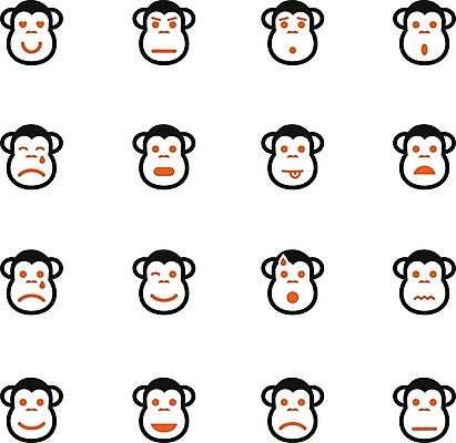 EPS 해외이미지 감정 일러스트 사랑 미소 웃음 그래픽 놀람 분노 하트 원숭이 플랫 인쇄 의심 우울감 해외202004 해외일러스트 모양 포유류 표정 파일형식 벡터 이미지허브