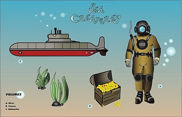 EPS 해외이미지 동물 교육 바다 일러스트 생물 잠수부 잠수함 에코 보물 해외202004 해외일러스트 환경 전문직 파일형식 벡터 이미지허브